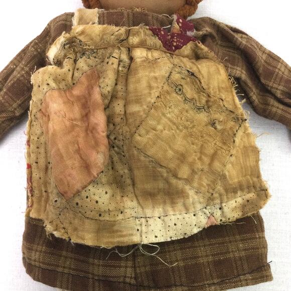 Vintage Handmade Collectible Primitive Folk Art Raggedy Ann Rustic 11" Rag Doll - Picture 4 of 13